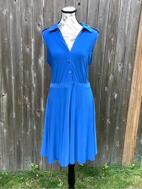Collection B Royal Blue Sleeveless Collared Midi Dress